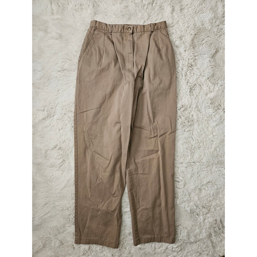 Vtg Company Collection Khaki Pleated High Rise Pants Size 12 Neutral Casual Work